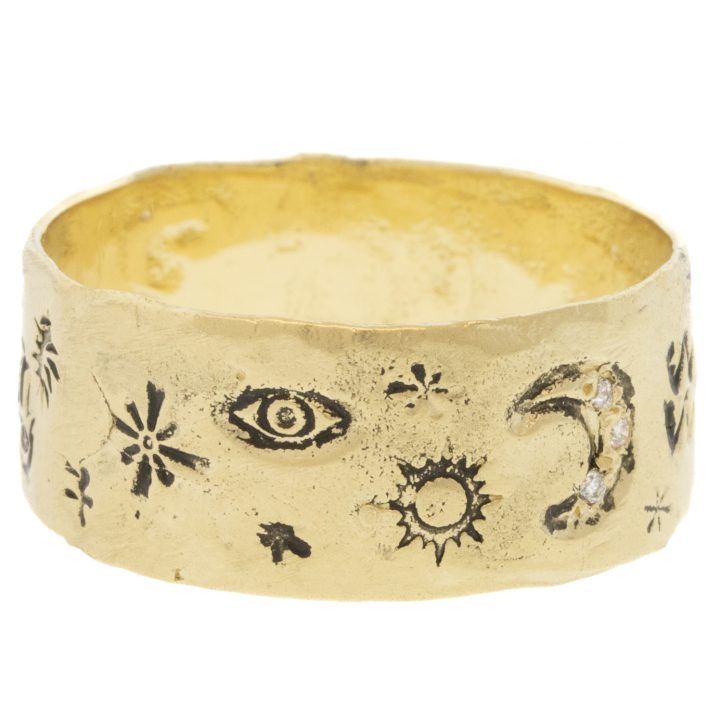 Victoria Cunningham Trunk Show: 14K aquarius ring, Size 9, Width 5/16"
