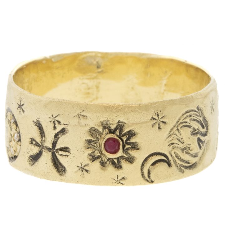 Victoria Cunningham Trunk Show: 14K pisces ring, Size 9, Width 5/16"