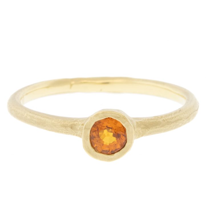 Victoria Cunningham Trunk Show: .38ct orange sapphire, Size 7, Stone measures 3/16" x in diameter