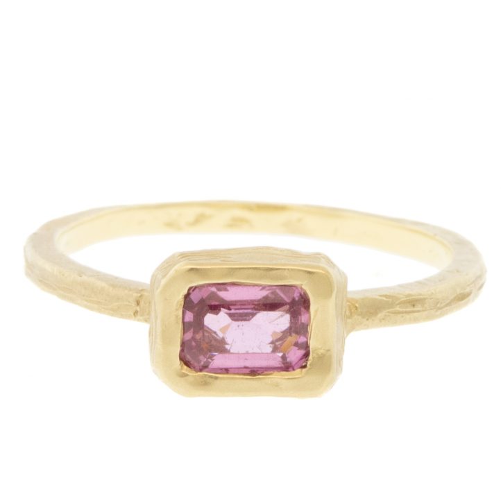 Victoria Cunningham Trunk Show: .80ct emerald cut pink sapphire, Size 7 1/4, Stone measures 1/4" x 5/16"
