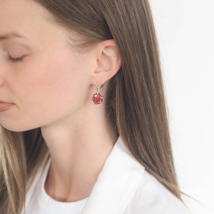 Victoria Cunningham Trunk Show: 7.3ct pink tourmaline earrings, Measure 1" x 1/2" including earwire