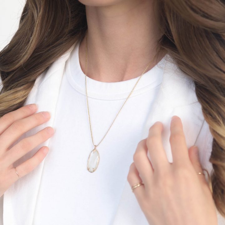Victoria Cunningham Trunk Show:14k  7.3ct rose cut moonstone (Pendant Only), Measures 1 5/16" x 9/16" including bail