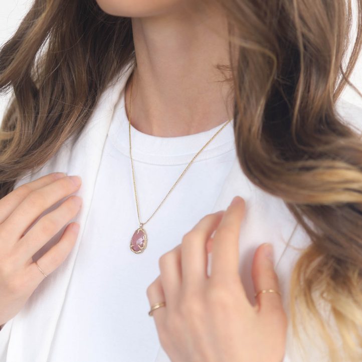 Victoria Cunningham Trunk Show:14k  8ct pink sapphire(PENDANT ONLY), measures 15/16" x 9/16" including bail