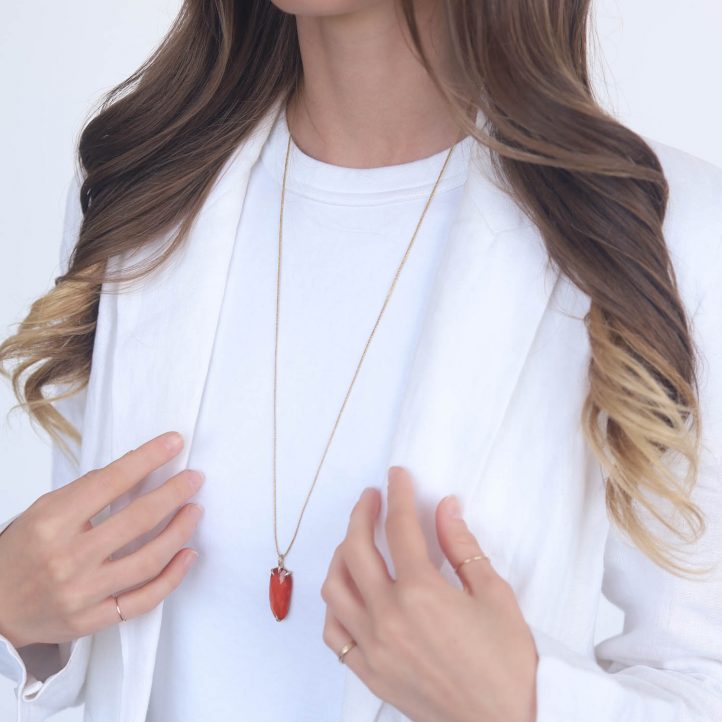 Victoria Cunningham Trunk Show:14k 13ct Carnelian (Pendant Only), Measures 1 1/2" x 1/2" including bail