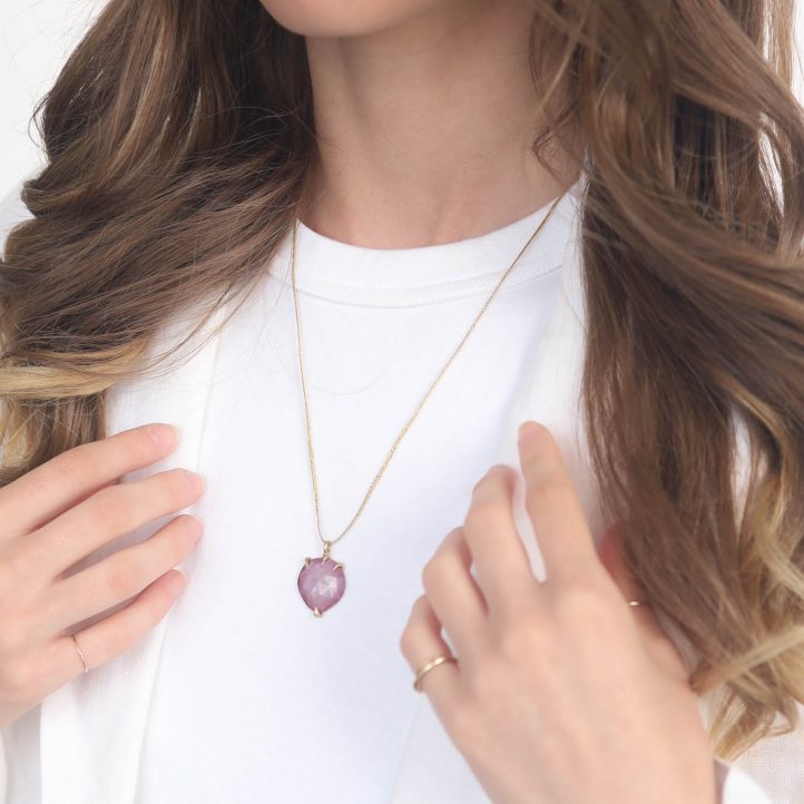 Victoria Cunningham Trunk Show:14k 15 ct pink sapphire(PENDANT ONLY), Measures 1 1/16" x 3/4" including bail