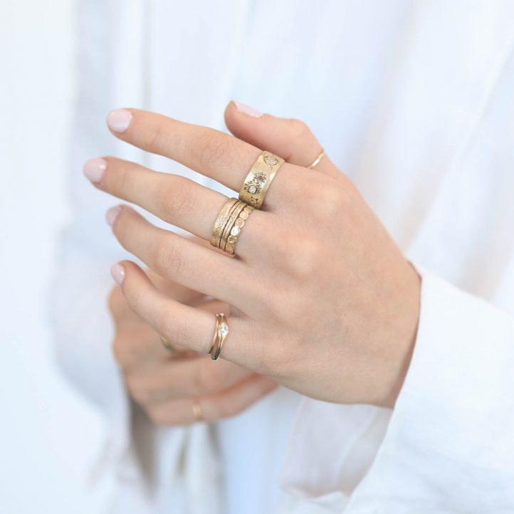 Victoria Cunningham Trunk Show: 14K celestial band, Size 8 1/4, Width 5/16"