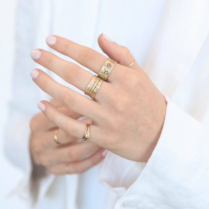 Victoria Cunningham Trunk Show: 14K taurus ring, Size 7, Width 5/16"