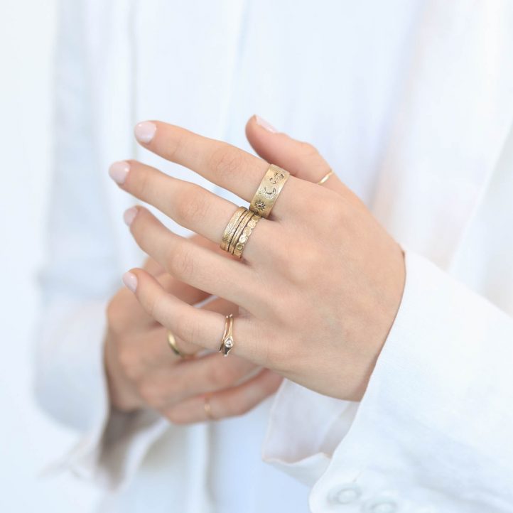 Victoria Cunningham Trunk Show: 14K scorpio ring, Size 8 1/2, Width 5/16"