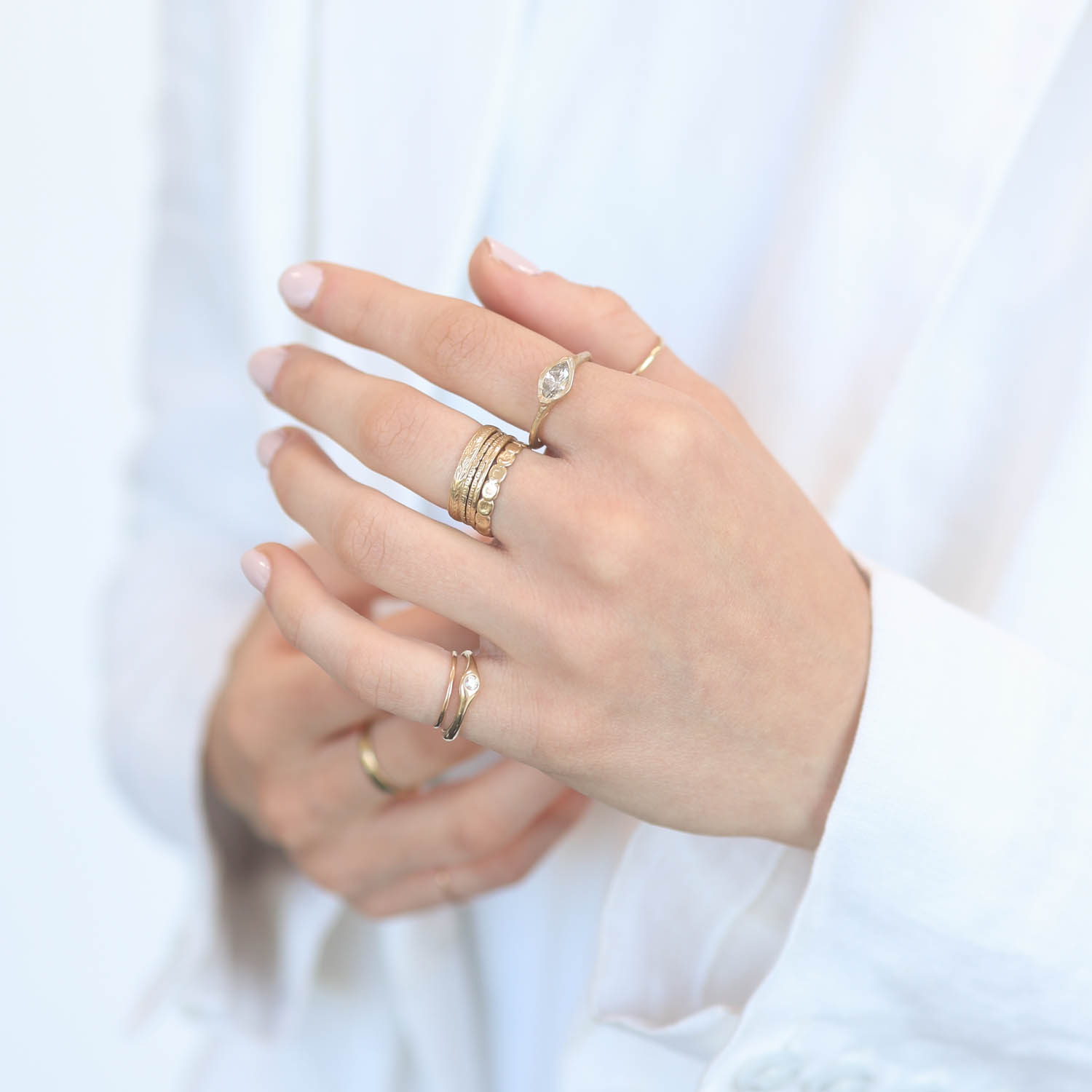 Victoria Cunningham Trunk Show: .60ct marquise salt and pepper diamond, Size 6 3/4, Stone measures 1/4" x 3/8"