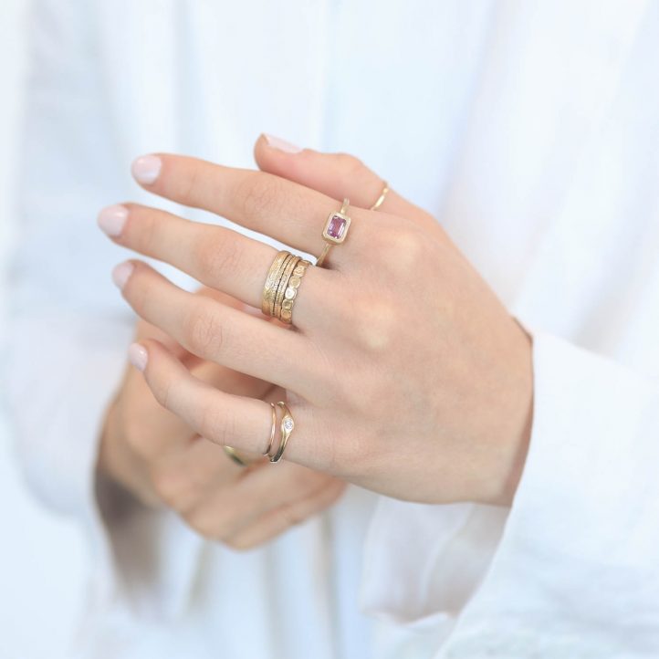 Victoria Cunningham Trunk Show: .80ct emerald cut pink sapphire, Size 7 1/4, Stone measures 1/4" x 5/16"