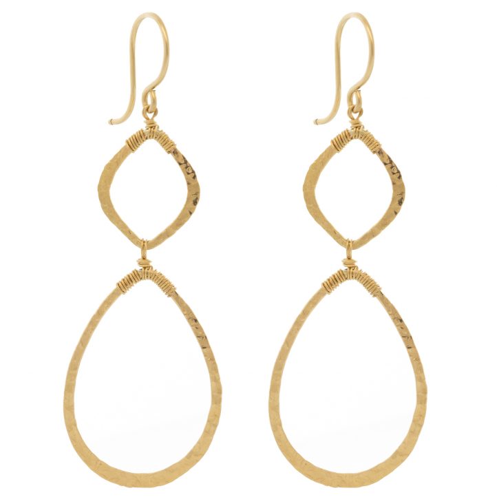 Dana Kellin: Earrings, Gold Fill, Open Teardrop and Kite Dangle