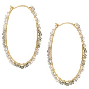 Dana Kellin: Earrings, Light and Dark Crystals, Gold Fill Hoops