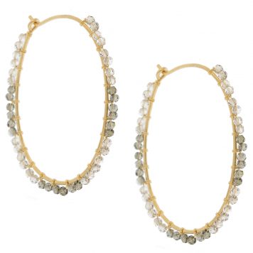 Dana Kellin: Earrings, Light and Dark Crystals, Gold Fill Hoops