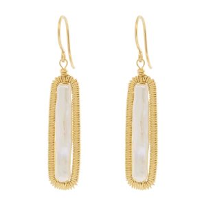 Dana Kellin: Earrings, Pearl, Gold Fill, Rectangle Dangle