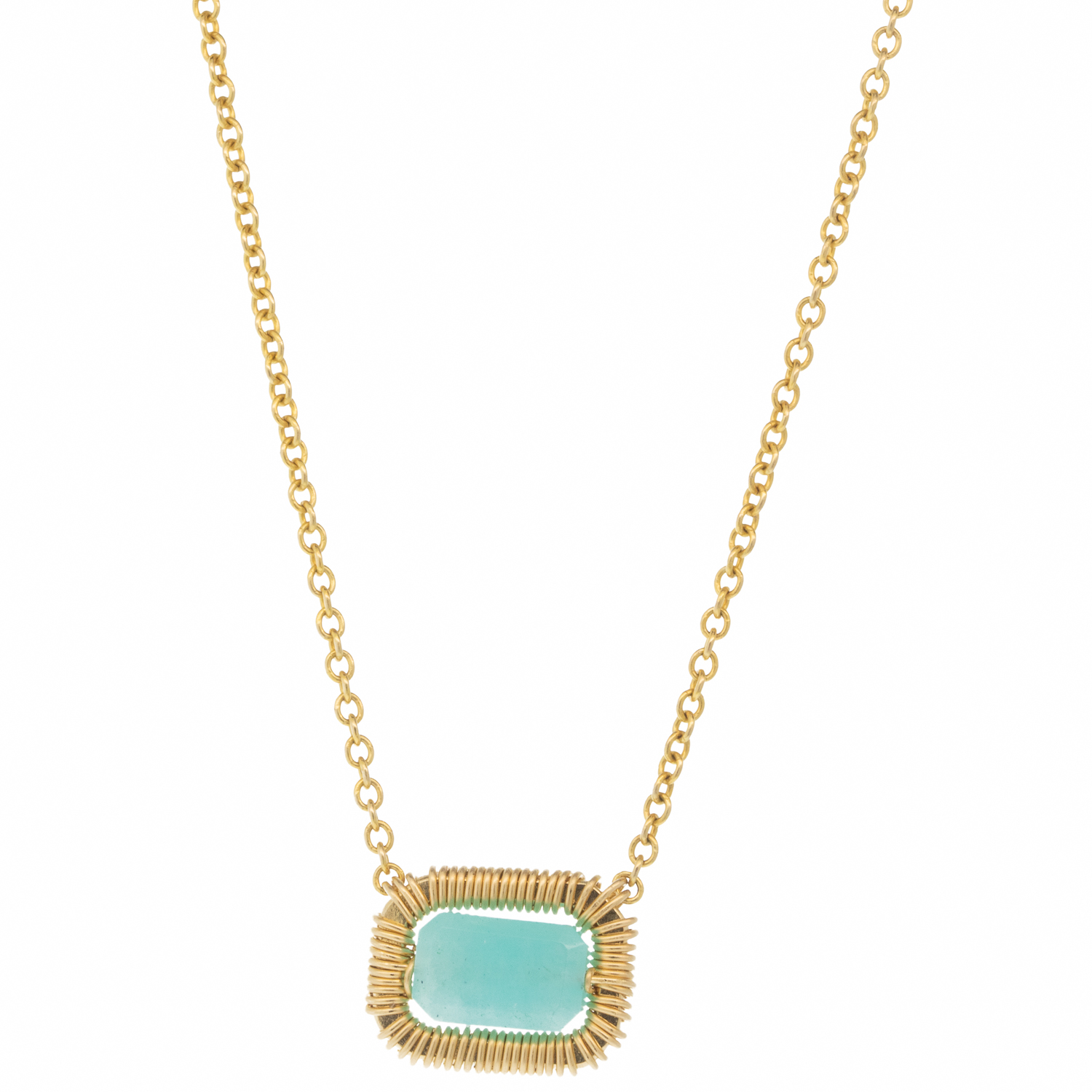 Dana Kellin: Necklace, Amazonite Rectangle, Gold Fill, 16"