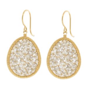 Dana Kellin: Earrings, Clear Crystal, Gold Fill, Small Egg Shape