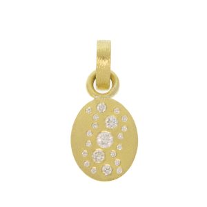 Rene Escobar:PENDANT,ARIA,YG SMALL OVAL PENDANT & YG BAIL SET WITH 0.25CT IN DIAMONDS