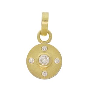 Rene Escobar:PENDANT,JUNIA,YG BEZEL SMALL PENDANT & YG BAIL PENDANT SET WITH 0.40CT IN DIAMONDS