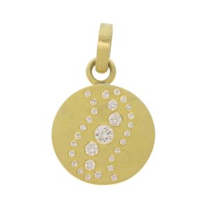 Rene Escobar:PENDANT,ARIA,YG ROUND SHAPE MEDIUM PENDANT & YG BAIL PENDANT SET WITH 0.45CT IN DIAMONDS