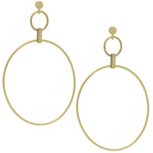 Rene Escobar: ALBA HOOP EARRINGS, SILVER & YG LARGE SET WITH 0.10CT IN DIAMONDS