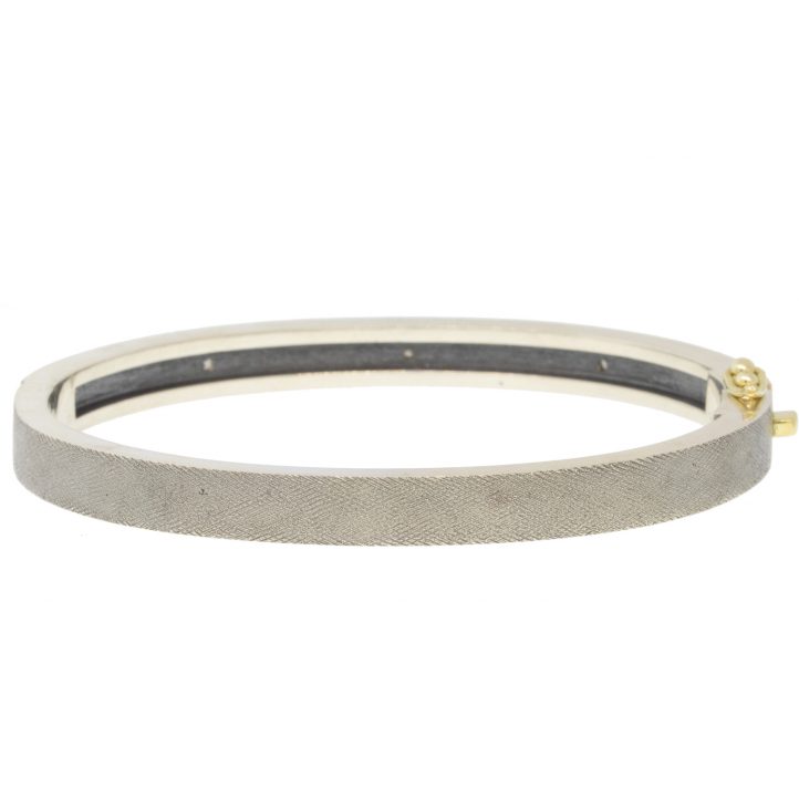 Rene Escobar :BANGLE 6MM IN SILVER 18K YG AND 0.25CT IN DIAMOND, LARGE
