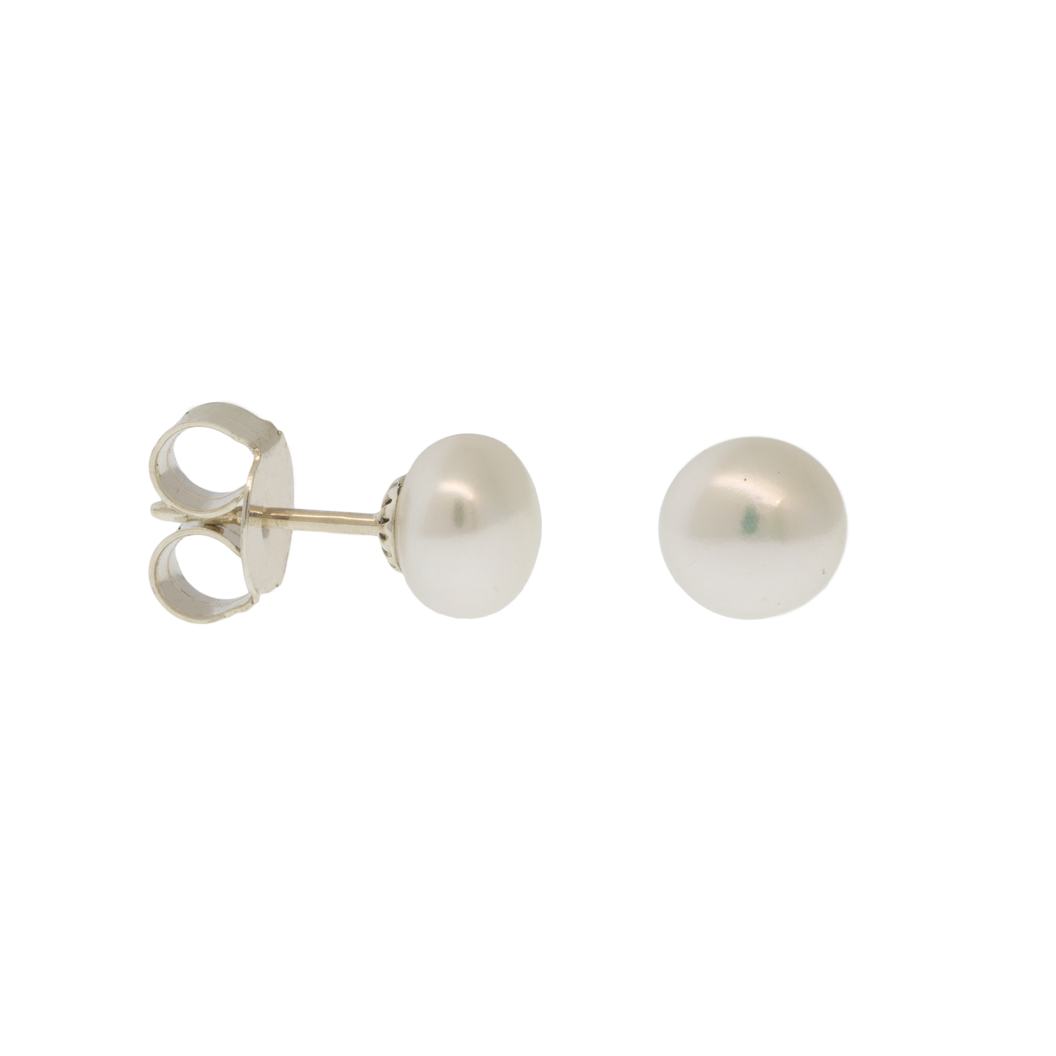 Alison Shiboski: Small White Button Pearl Studs/ SS