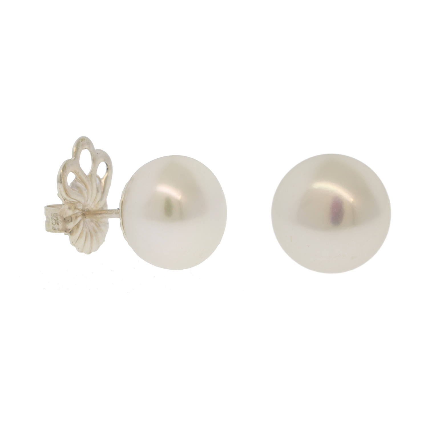 Alison Shiboski: 12MM White Button Pearl Studs/SS