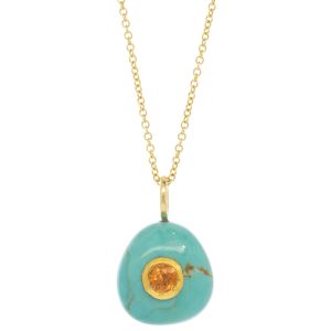 Alison Shiboski:Necklace,Turquoise nugget & Orange sapphire,18k(Chain $700 if sold separately)
