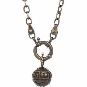 Alison Shiboski:SS 14K Necklace with carved Tahitian pearl(#2115-B IS necklace is $500 if sold separately)