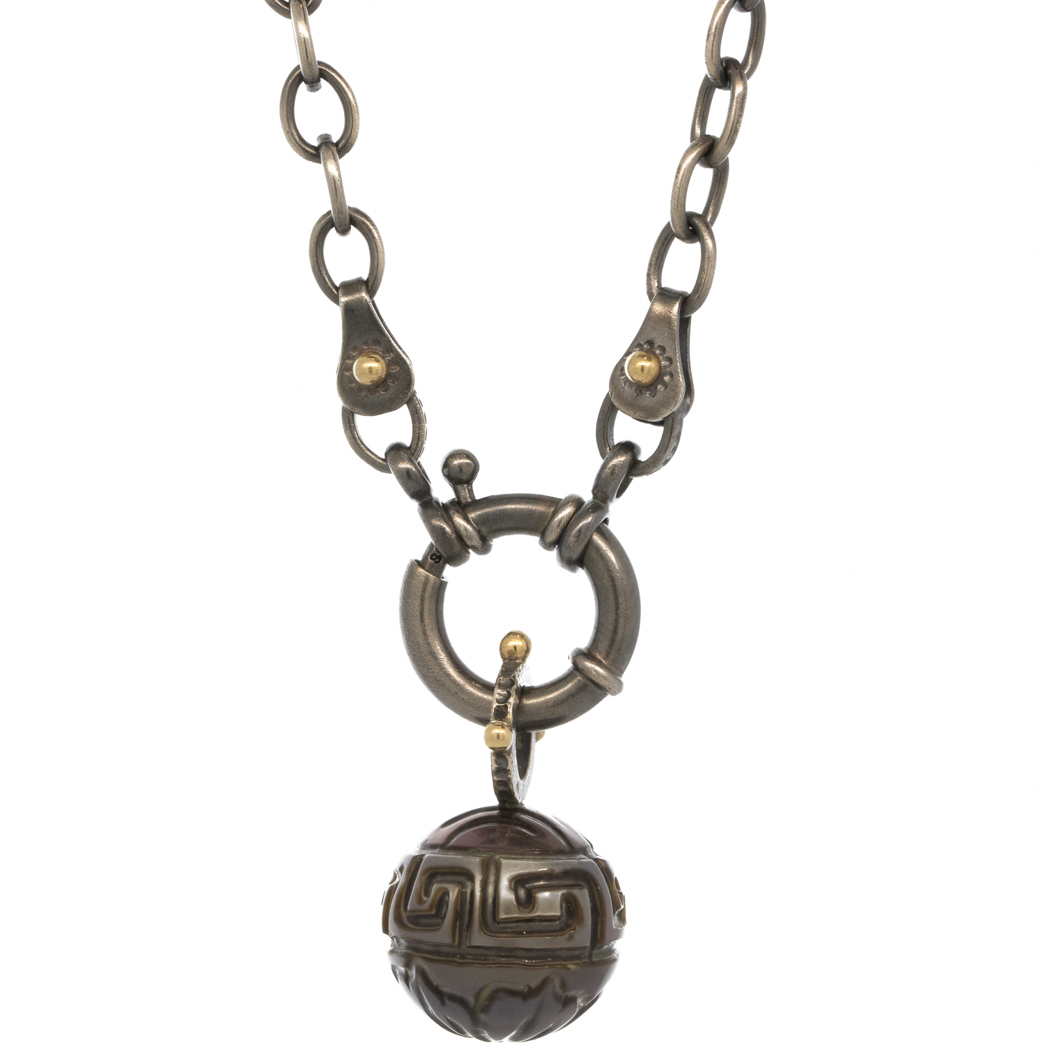 Alison Shiboski:SS 14K Necklace with carved Tahitian pearl(#2115-B IS necklace is $500 if sold separately)