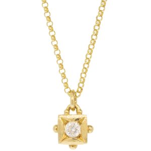 Alison Shiboski:18k 0.50ct Round Diamond,box pendant necklace,G colour,SI2-I1 Clarity