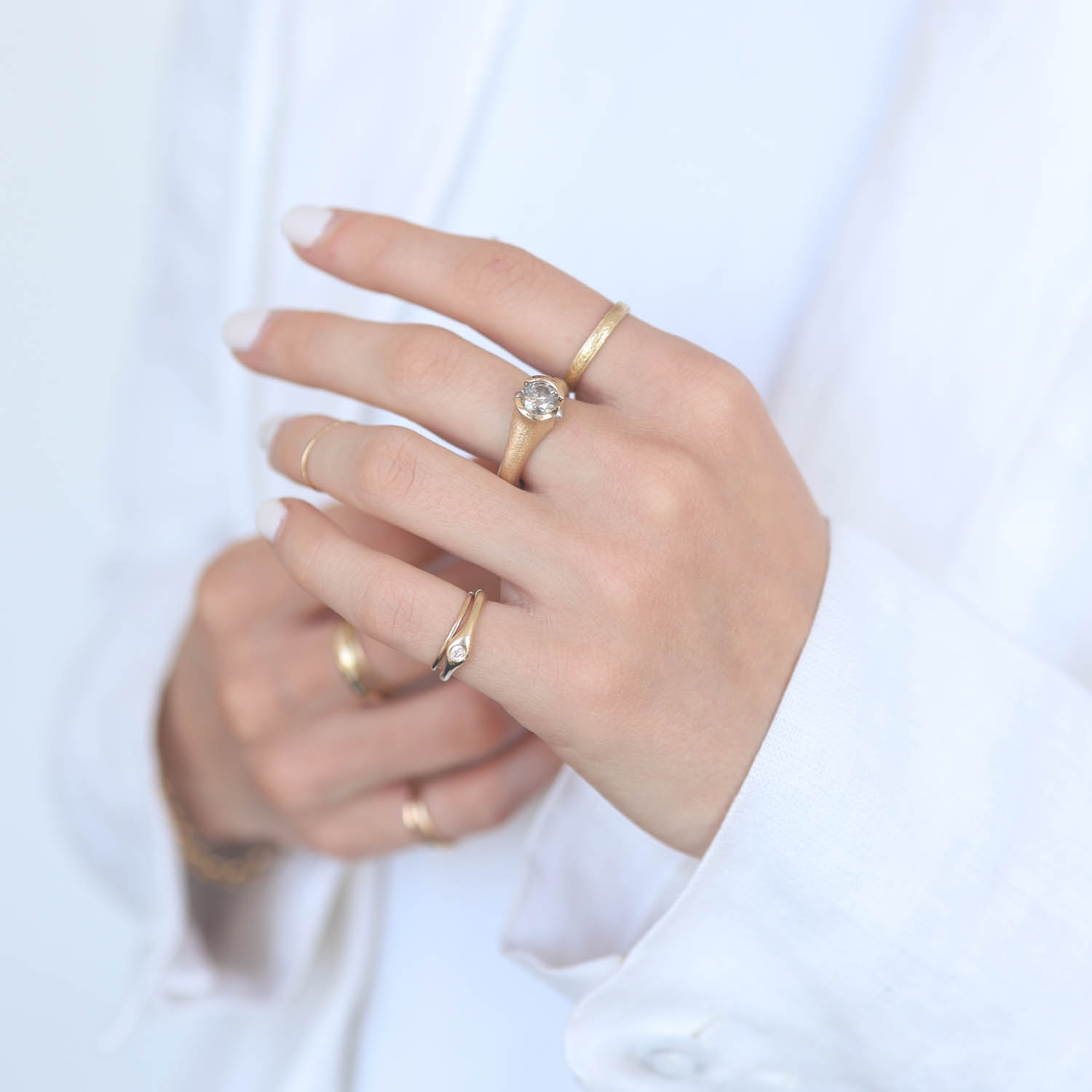 Alison Shiboski:Ring,14k Platinum Tulip,1 ct Fancy grey diamond,I Clarity,(GIA cert with ALS upon request)