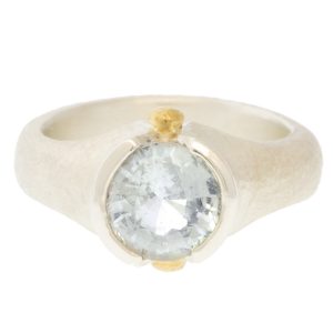 Alison Shiboski:SS,18K Tulip ring,2.5ct Silver Sapphire