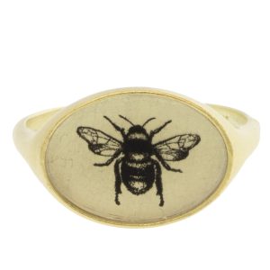 Anzu Fine: Sleek Signet Ring, Bee, 14k YG