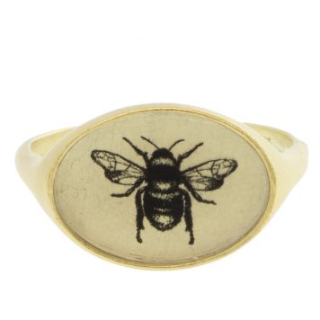 Anzu Fine: Sleek Signet Ring, Bee, 14k YG