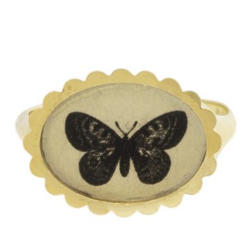 Anzu Fine: Petal Signet Ring, Butterfly, 14k YG