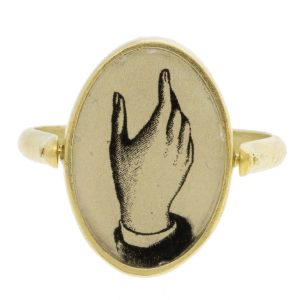 Anzu Fine: Flip Ring, Hand & Eye, 14k YG