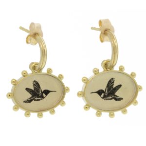 Anzu Fine: Ball Hoops, Hummingbird, 14k YG