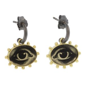 Anzu Fine: Ball Hoops, Eye, 14k YG w/ OX SS Hoops