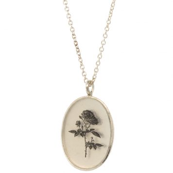 Anzu: Basic Necklace- Sterling Silver, Oval Setting: Rose Motif