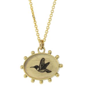Anzu Fine: Bali Necklace, Hummingbird, 14k