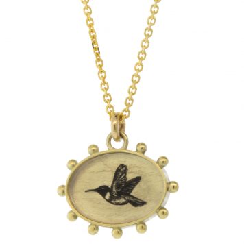 Anzu Fine: Bali Necklace, Hummingbird, 14k