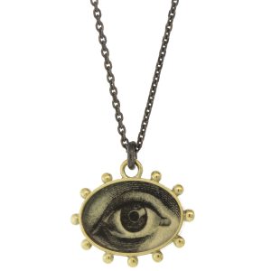 Anzu Fine: Ball Necklace, Eye, 14k & Ox SS
