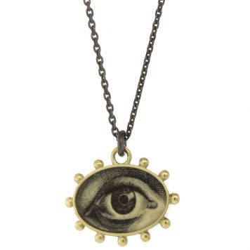 Anzu Fine: Ball Necklace, Eye, 14k & Ox SS