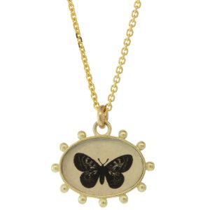 Anzu Fine: Ball Necklace, Butterfly, 14k