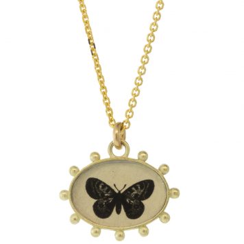 Anzu Fine: Ball Necklace, Butterfly, 14k