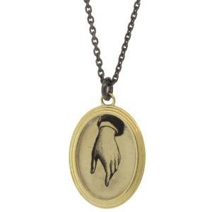 Anzu Fine: Frame Necklace, Hand, 14k & Ox SS
