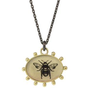 Anzu Fine: Ball Necklace, Bee, 14k & Ox SS