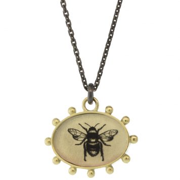 Anzu Fine: Ball Necklace, Bee, 14k & Ox SS