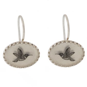 Anzu: Victoria Earhangers, Sterling Silver, Hummingbird Motif